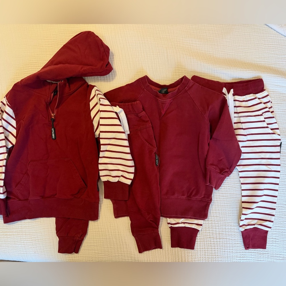 Little Bipsy Cranberry and White Kids Matching Set